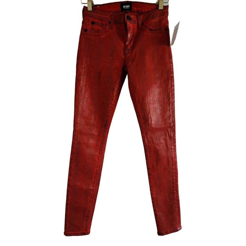 Hudson Nico Super Skinny Red Coated Jeans Womens 25 Made Los Angeles USA NWT